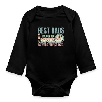 Die Besten Väter Sind 1968 Geboren, 55 Jahre Alt, - Baby Bio-Langarm-Body - Schwarz - Vorne
