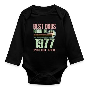 Les meilleurs pères sont nés en 1977, à l’âge de 46 ans, - Body Bébé bio manches longues - noir - Devant