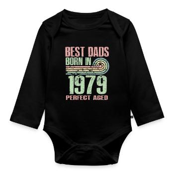 The best fathers were born in 1979, 44 years old, - Organic Longsleeve Baby Bodysuit - black - Front