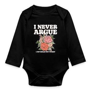 I'm not arguing, I'm just explaining why - Organic Longsleeve Baby Bodysuit - black - Front