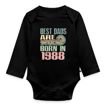 The best fathers were born in 1988, 35 years old, - Organic Longsleeve Baby Bodysuit - black - Front