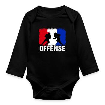 American Football Frankreich Offense - Baby Bio-Langarm-Body - Schwarz - Vorne