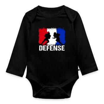 American Football Frankreich Defense - Baby Bio-Langarm-Body - Schwarz - Vorne