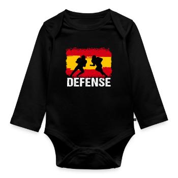 American Football Spanien Defense - Baby Bio-Langarm-Body - Schwarz - Vorne