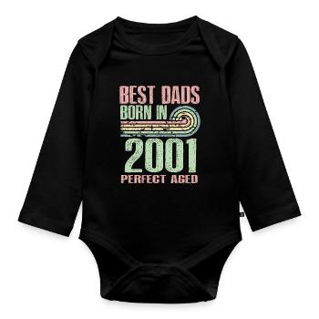 Les meilleurs pères sont nés en 2001, 22 ans, - Body Bébé bio manches longues - noir - Devant