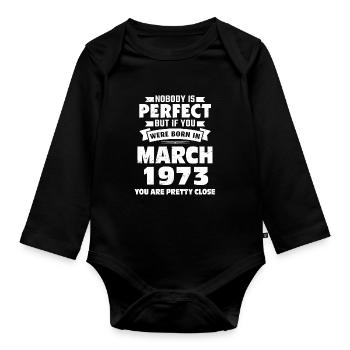 50e anniversaire Mars Né en 1973 Idée cadeau - Body Bébé bio manches longues - noir - Devant