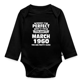 63e anniversaire Mars Né en 1960 Idée cadeau - Body Bébé bio manches longues - noir - Devant