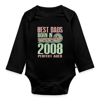 The best fathers were born in 2008, 15 years old, - Organic Longsleeve Baby Bodysuit - black - Front