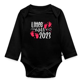 Welcome to life, little girl! Birth 2023 - Organic Longsleeve Baby Bodysuit - black - Front
