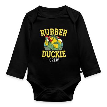Gummiente Gelbe Ente Crew Badeenten Enten Enten - Baby Bio-Langarm-Body - Schwarz - Vorne