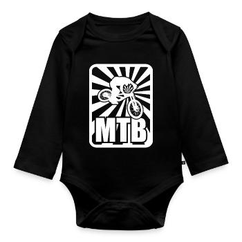 Mountain bikers, bicycles, cycling - Organic Longsleeve Baby Bodysuit - black - Front