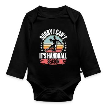 Handball Handballer - Baby Bio-Langarm-Body - Schwarz - Vorne