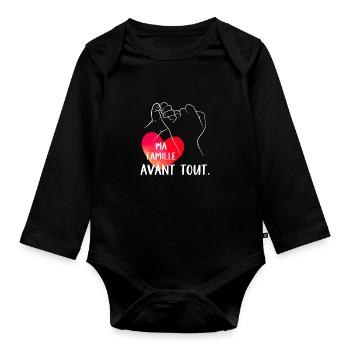 Ma famille avant tout. - Body Bébé bio manches longues - noir - Devant