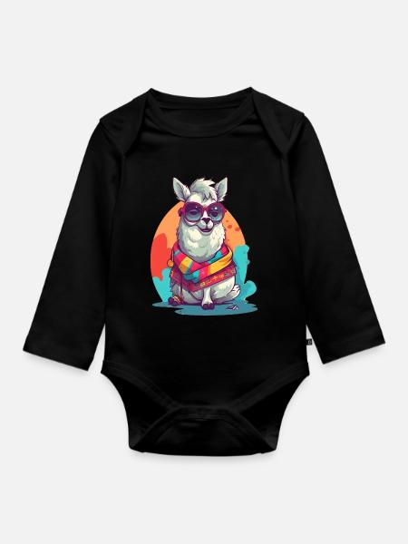 No drama, just lama! - Baby Bio-Langarm-Body - Schwarz
