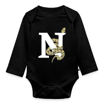 Buchstabe n Schlange - Baby Bio-Langarm-Body - Schwarz - Vorne