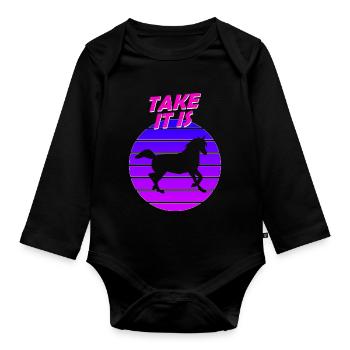 Cheval islandais Islandais Take It Is Motif Joli T-shirt - Body Bébé bio manches longues - noir - Devant