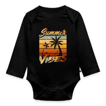 Summer Vibes Beach - Baby Bio-Langarm-Body - Schwarz - Vorne