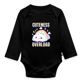 Niedlichkeits-Überlastungs-Wolke - Baby Bio-Langarm-Body - Schwarz - Vorne