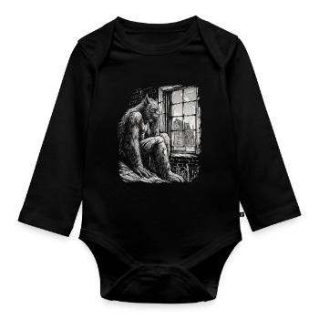 Dog Wolf Werewolf Cerberus Hellhound myth - Organic Longsleeve Baby Bodysuit - black - Front