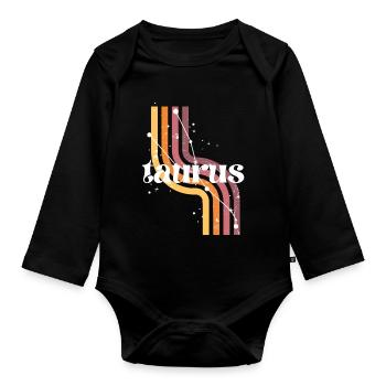 Taurus retro horoscope - Organic Longsleeve Baby Bodysuit - black - Front