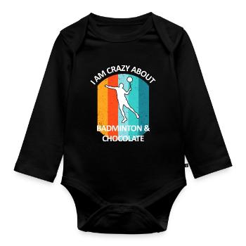 Badminton Badminton Badminton Player Chocolate - Organic Longsleeve Baby Bodysuit - black - Front