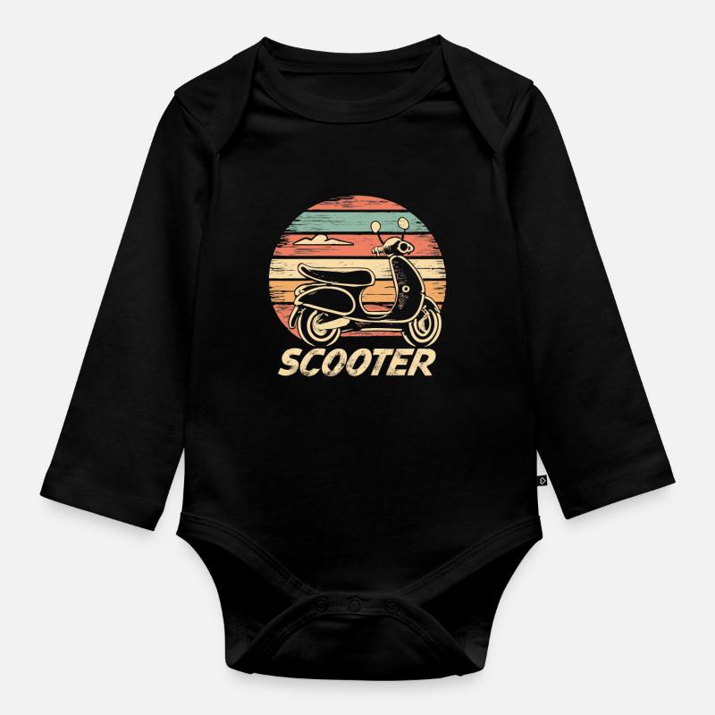 Scooter Motorroller Mofa Moped Roller - Organic Longsleeve Baby Bodysuit - black