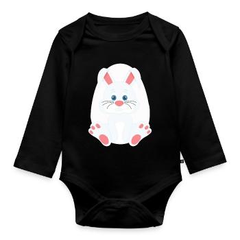 Niedlicher Osterhase und Ei - Baby Bio-Langarm-Body - Schwarz - Vorne