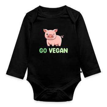 Conception de porc pour les fiers végétaliens - Body Bébé bio manches longues - noir - Devant