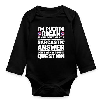 Puerto Rico Flagge | Puerto Ricaner Geschenkideen - Baby Bio-Langarm-Body - Schwarz - Vorne