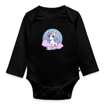 Licorne - Body Bébé bio manches longues - noir - Devant