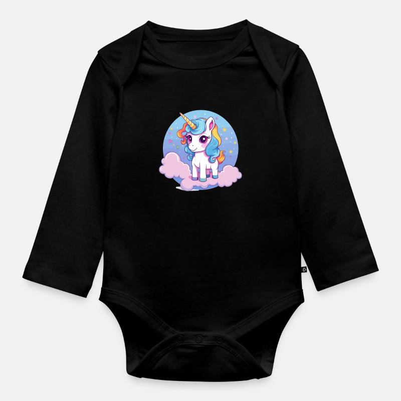 Licorne - Body Bébé bio manches longues - noir