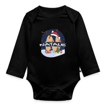 Toller Natale-Name mit Weihnachtsmannmütze im Weihnachtsthema - Baby Bio-Langarm-Body - Schwarz - Vorne