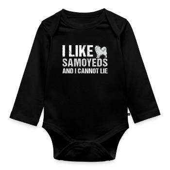J’aime Samoyède et je ne peux pas mentir - Body Bébé bio manches longues - noir - Devant