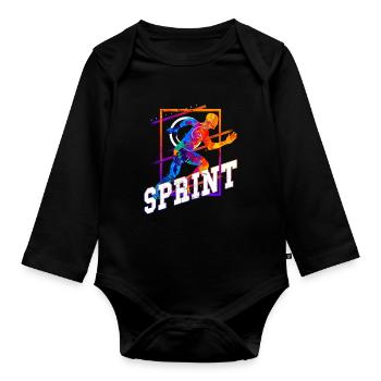Sprint Sprinter Sprinten Leichtathletik Laufen - Baby Bio-Langarm-Body - Schwarz - Vorne