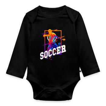 Football, Joueur De Football, Attaquant, Fan Coloré - Body Bébé bio manches longues - noir - Devant