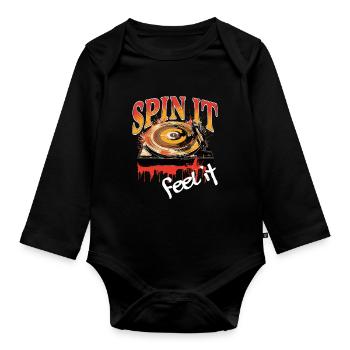 Vinyl Record LP Turntable Retro - Organic Longsleeve Baby Bodysuit - black - Front