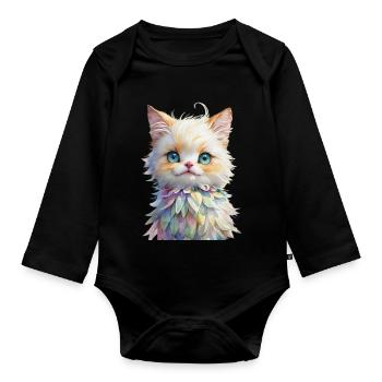 Cute animal - Organic Longsleeve Baby Bodysuit - black - Front