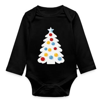 Snowy Christmas tree - Organic Longsleeve Baby Bodysuit - black - Front