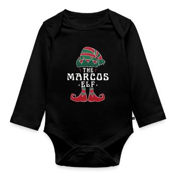 Marcos Elf Family Matching Group Christmas Mom - Organic Longsleeve Baby Bodysuit - black - Front