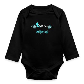 Skifahren Zillertal - Baby Bio-Langarm-Body - Schwarz - Vorne
