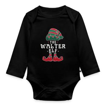 Walter Elf Family Matching Group Christmas Mom - Organic Longsleeve Baby Bodysuit - black - Front