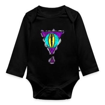 Alien Monster Auge mit Dreieck Dimensionsöffnung - Baby Bio-Langarm-Body - Schwarz - Vorne