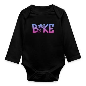 Biken Fahrrad Bmx - Baby Bio-Langarm-Body - Schwarz - Vorne