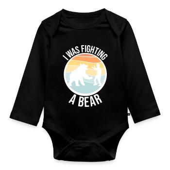 I Was Fighting A Bear Surgery Broken Arm Injury - Organic Longsleeve Baby Bodysuit - black - Front