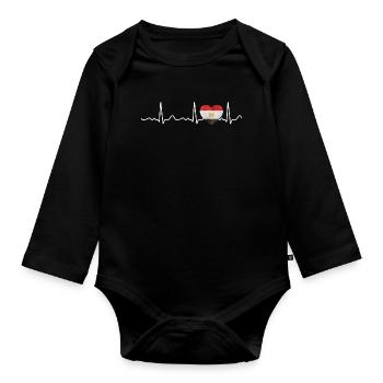 Egypt - Heartbeat, pulse, heart line, ECG - Organic Longsleeve Baby Bodysuit - black - Front