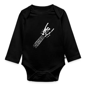 Rock & Roll Halloween Skeleton Hand - Rock On - Organic Longsleeve Baby Bodysuit - black - Front