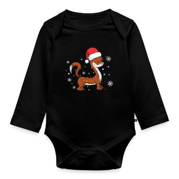 Noël belette - Body Bébé bio manches longues - noir - Devant