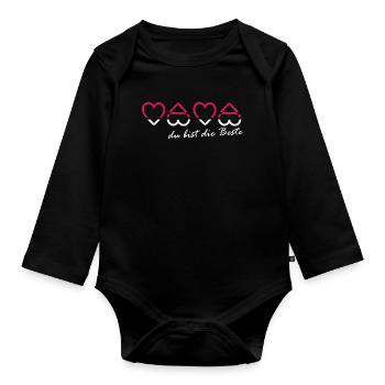 Maman, tu es la meilleure police en forme de cœur - Body Bébé bio manches longues - noir - Devant