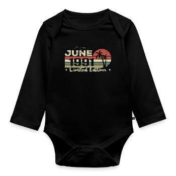 June 33rd Anniversary Vintage Born 1991 Vibe - Organic Longsleeve Baby Bodysuit - black - Front
