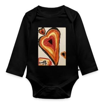 Cœur chaleureux - Body Bébé bio manches longues - noir - Devant